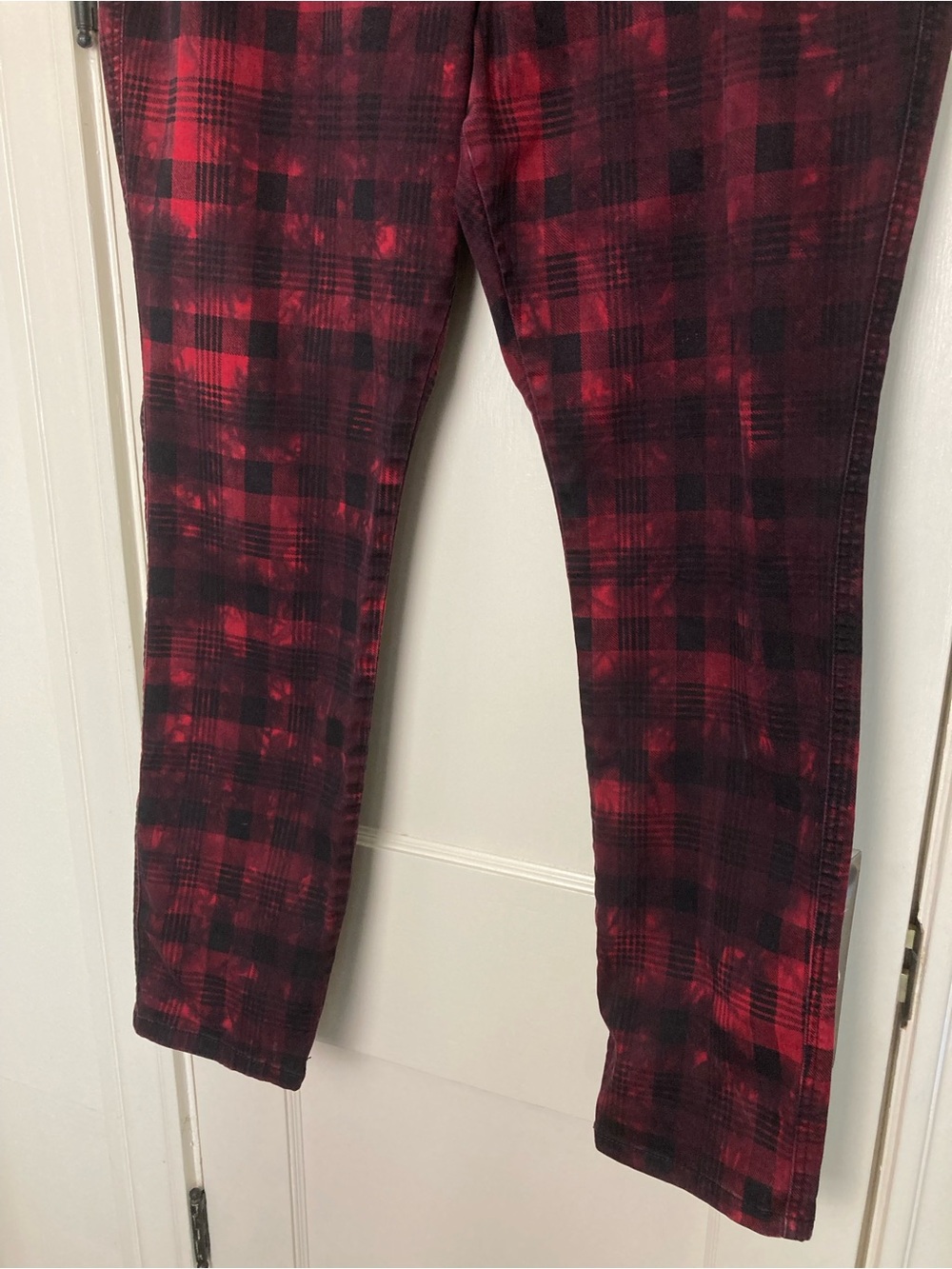 Tripp NYC red plaid distressed tie dye pants jeans Punk grunge goth size 18 - Picture 6 of 16